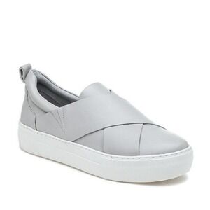 J Slides Women's Grey Alec‎ Leather Slip On Sneakers Platform Shoes Size 7.5